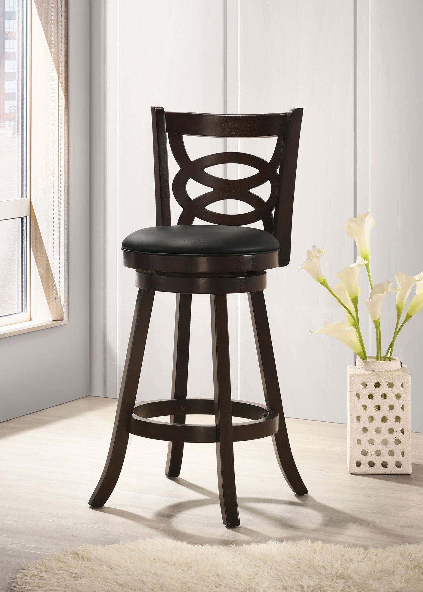 Calecita Wood Swivel Bar Chair Cappuccino (Set of 2)