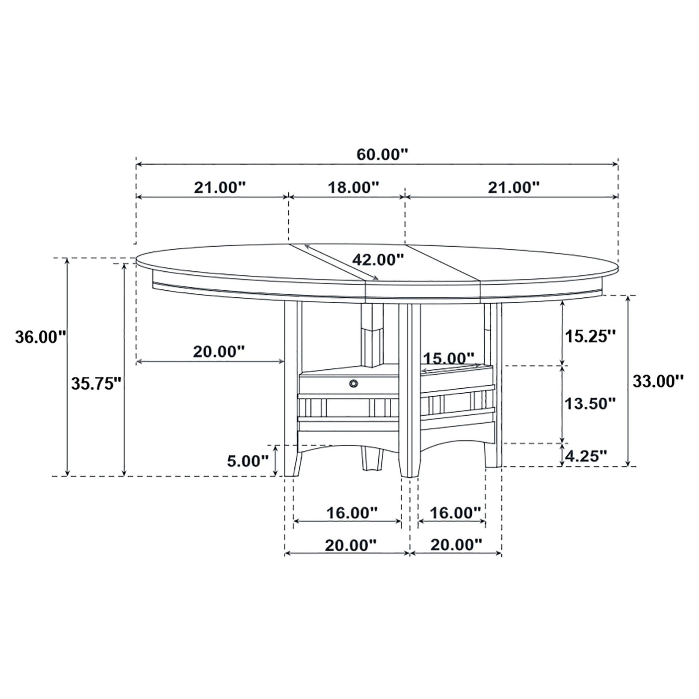 Lavon Oval 60-inch Extension Counter Dining Table
