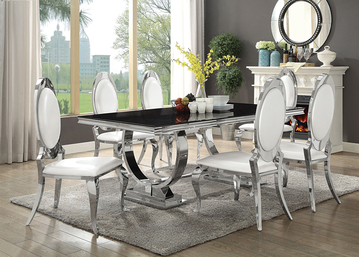Antoine Rectangular 95-inch Glass Top Dining Table
