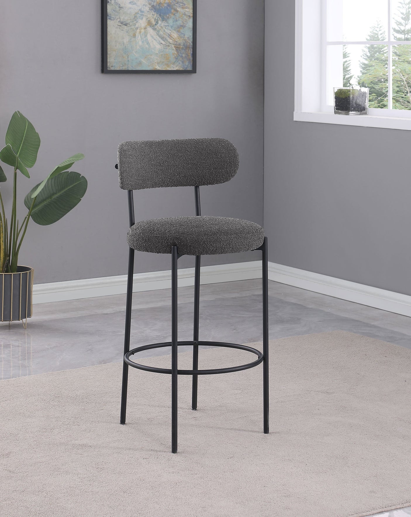 Viola Boucle Upholstered Bar Chair (Set of 2)