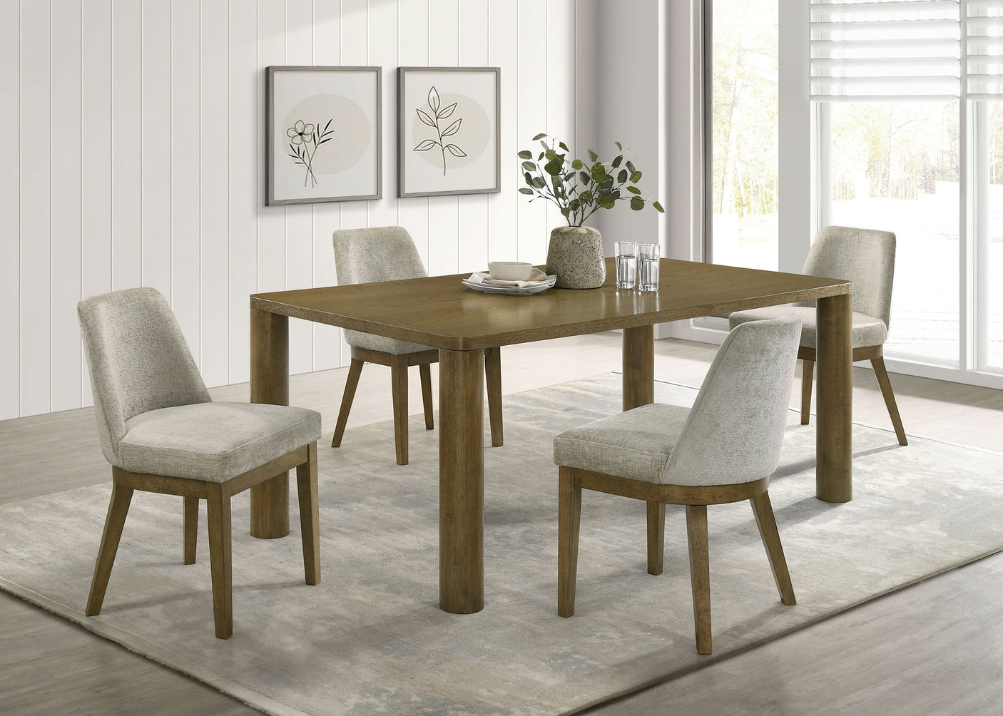 Castlewood 71-inch Rectangular Dining Set Brown Oak