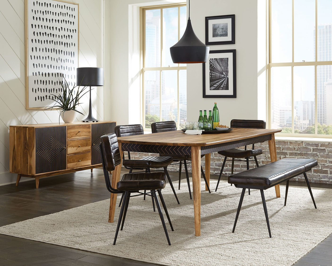 Misty Leather Upholstered Dining Bench