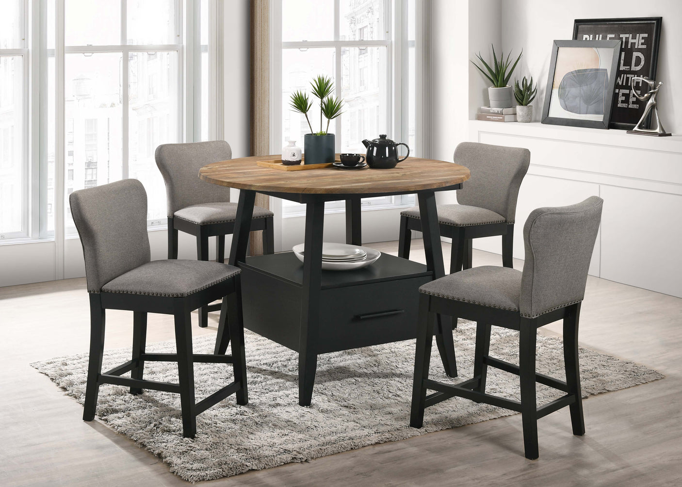 Gibson Round 50-inch Counter Height Dining Table Yukon Oak