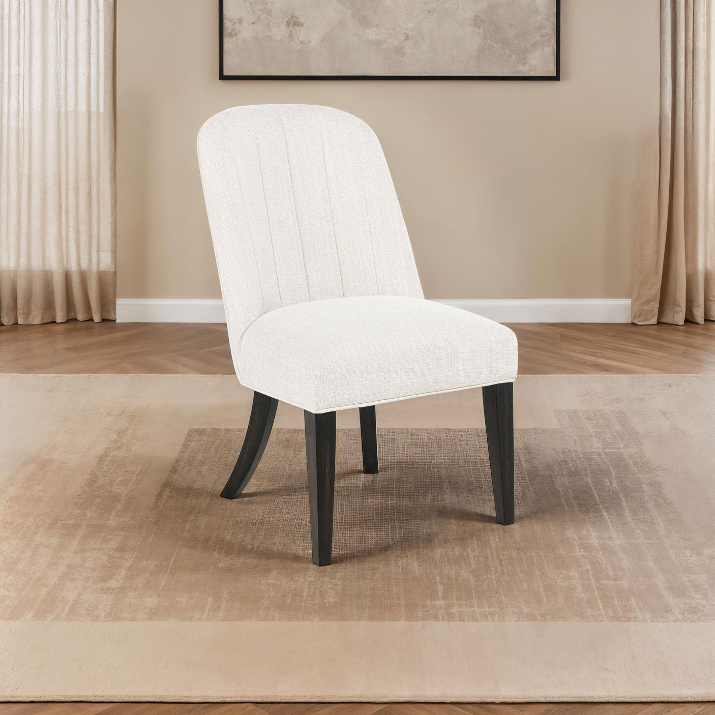 Leandro Upholstered Dining Side Chair Cream (Set of 2)