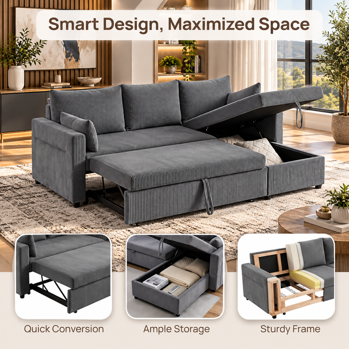 Aspen L-Shaped Storage Sectional