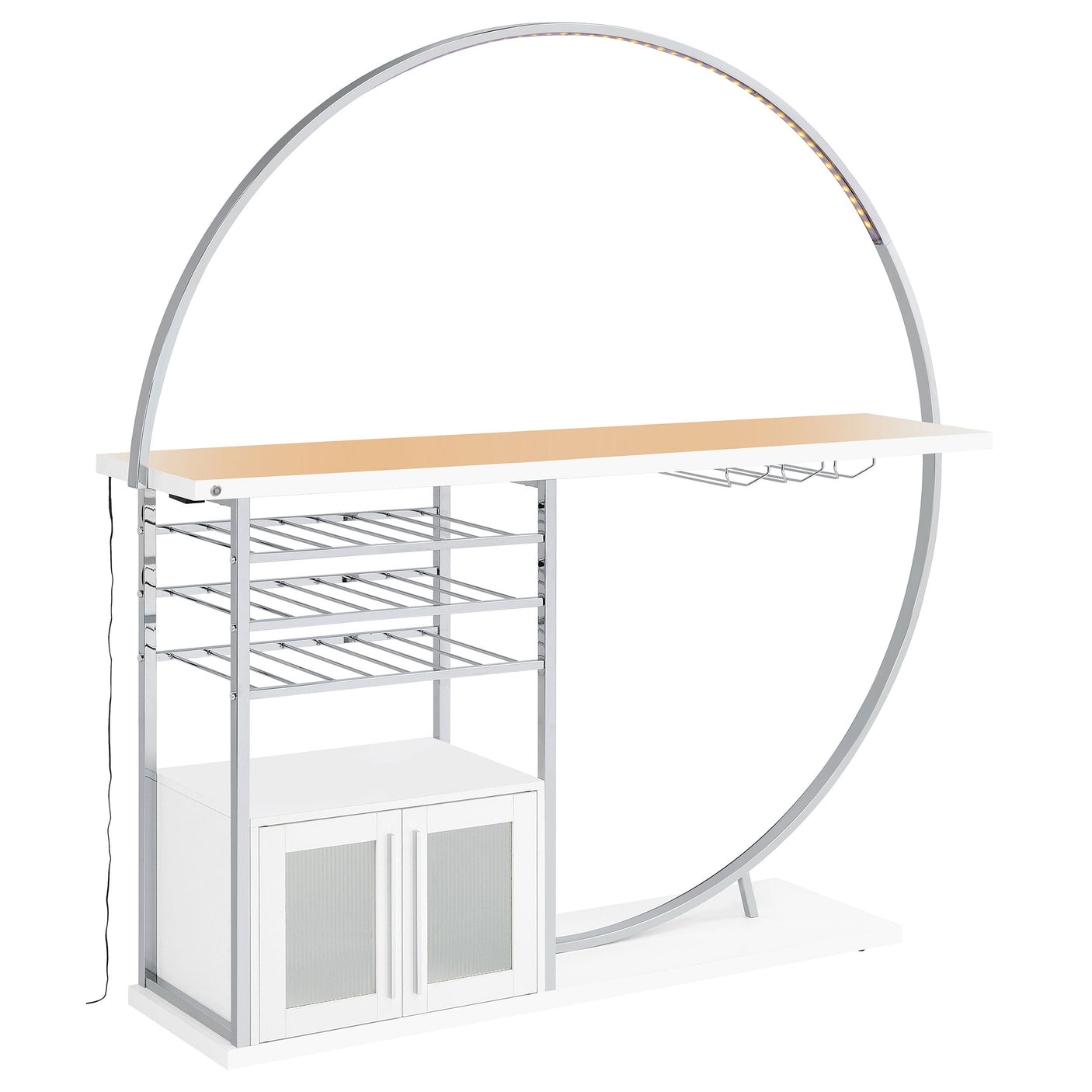 Risley 2-door Circular LED Wine Cabinet High Gloss