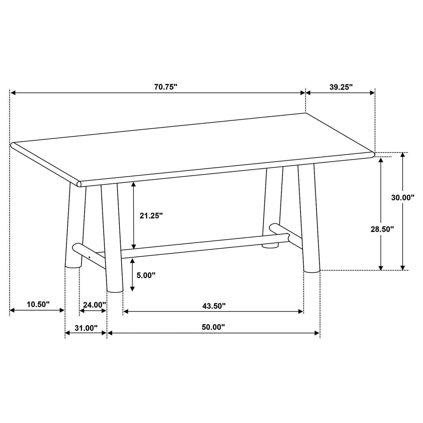 Duncan 71-inch Rectangular Wood Dining Room Table Washed Oak