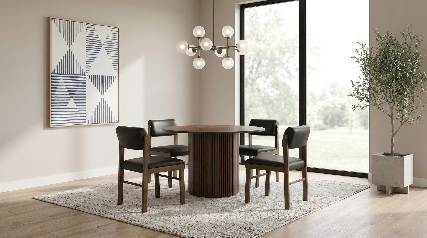 Hamlyn Round Wood Dining Set Black and