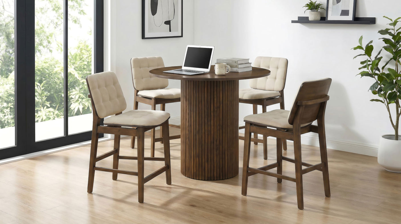 Hamlyn Round Wood Counter Height Dining Set Cream and