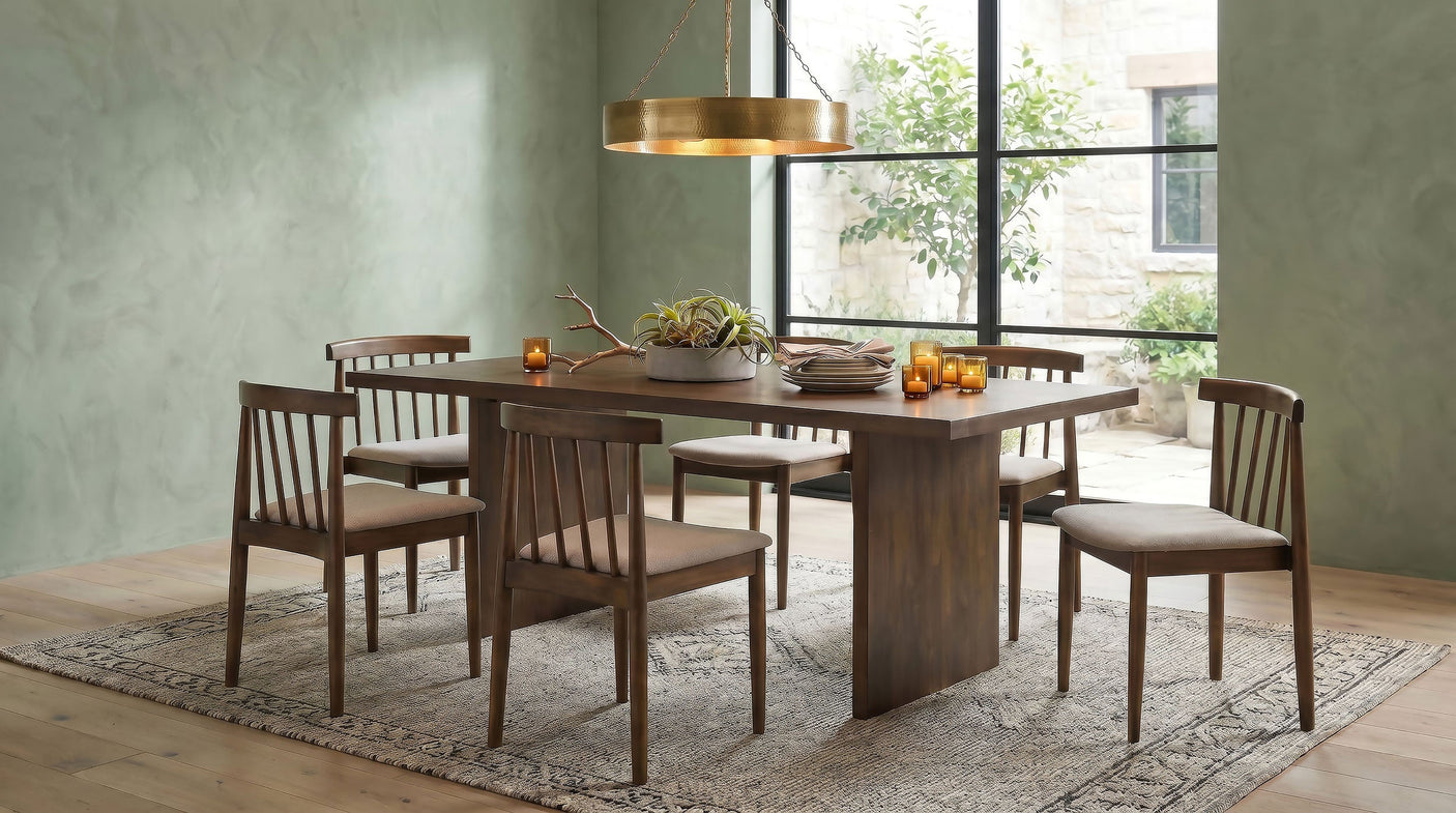 Decker 82-Inch Rectangular Dining Set Wheat and