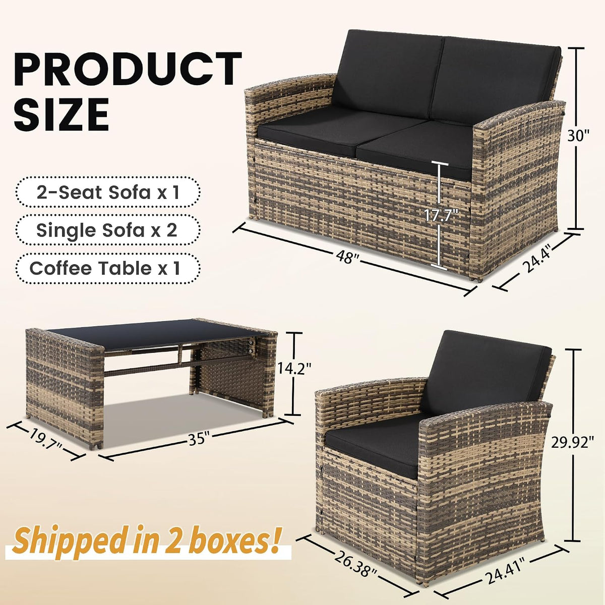 Pam 4pc Wicker Patio Set