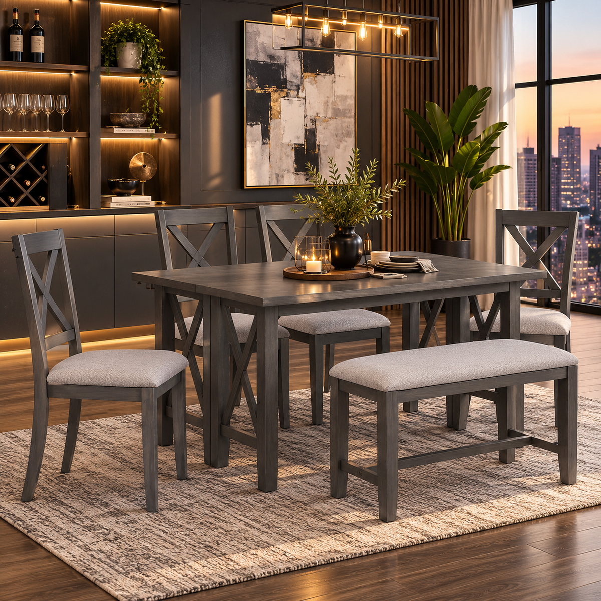 Wesley Table w 4 Chairs & Bench