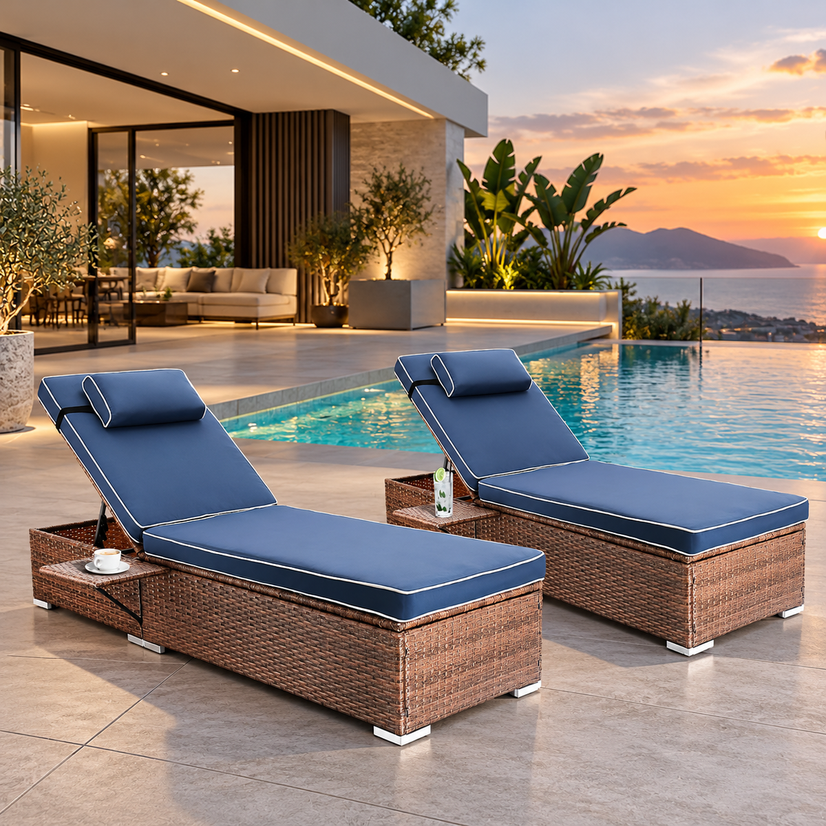 Andy Wicker Chaise Chairs (Set of 2)