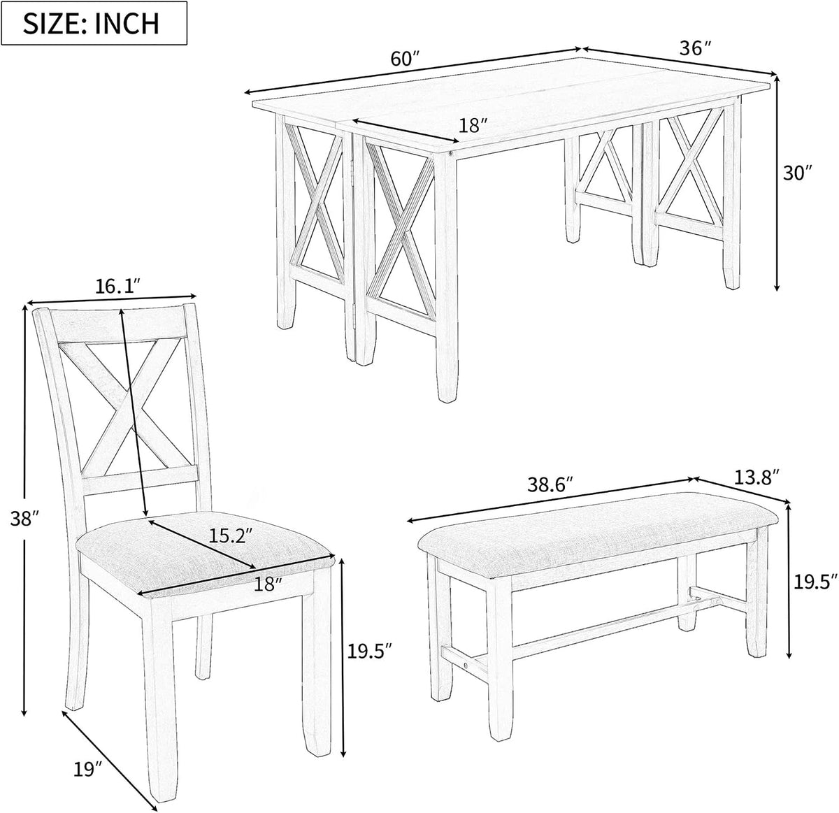 Wesley Table w 4 Chairs & Bench