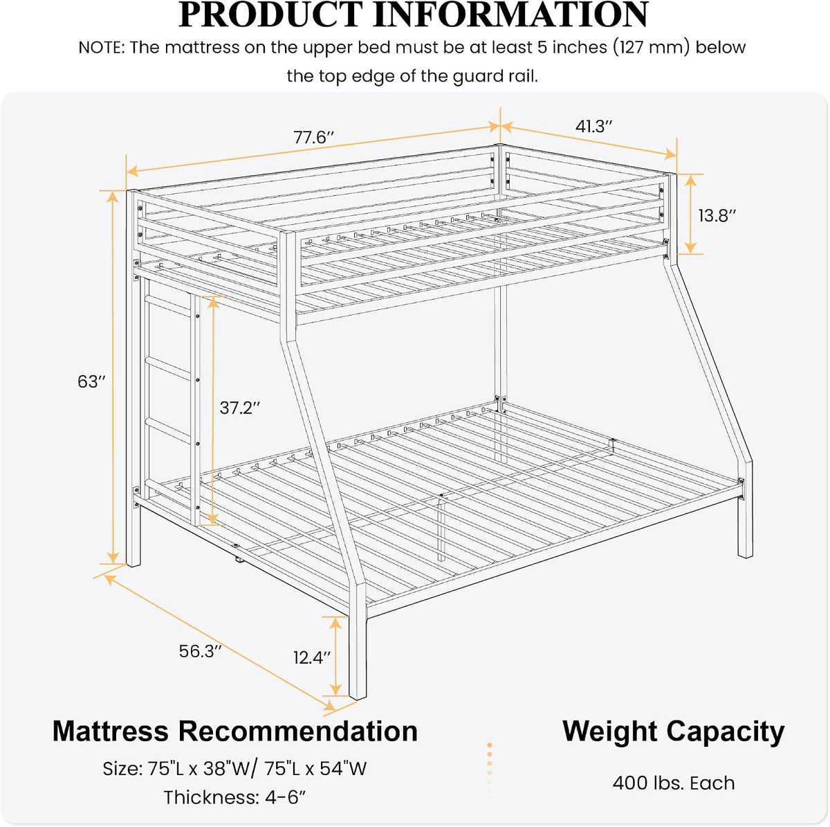 Everest Metal Twin/Full Bunk Bed