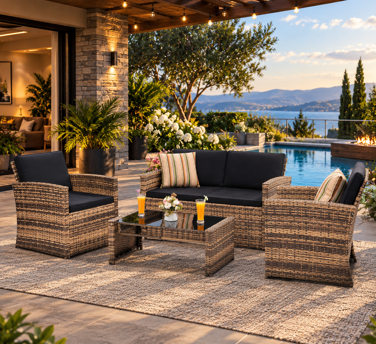 Pam 4pc Wicker Patio Set