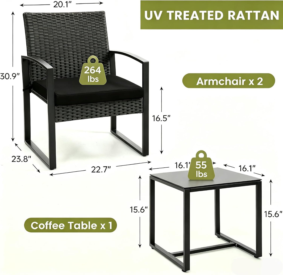 Cindy 3pc Bistro Set