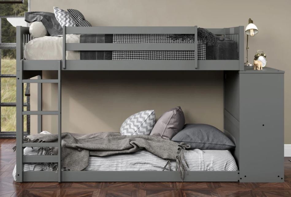 Moby Twin/ Twin Bunk Bed with 4 Drawer Dresser & Shelves