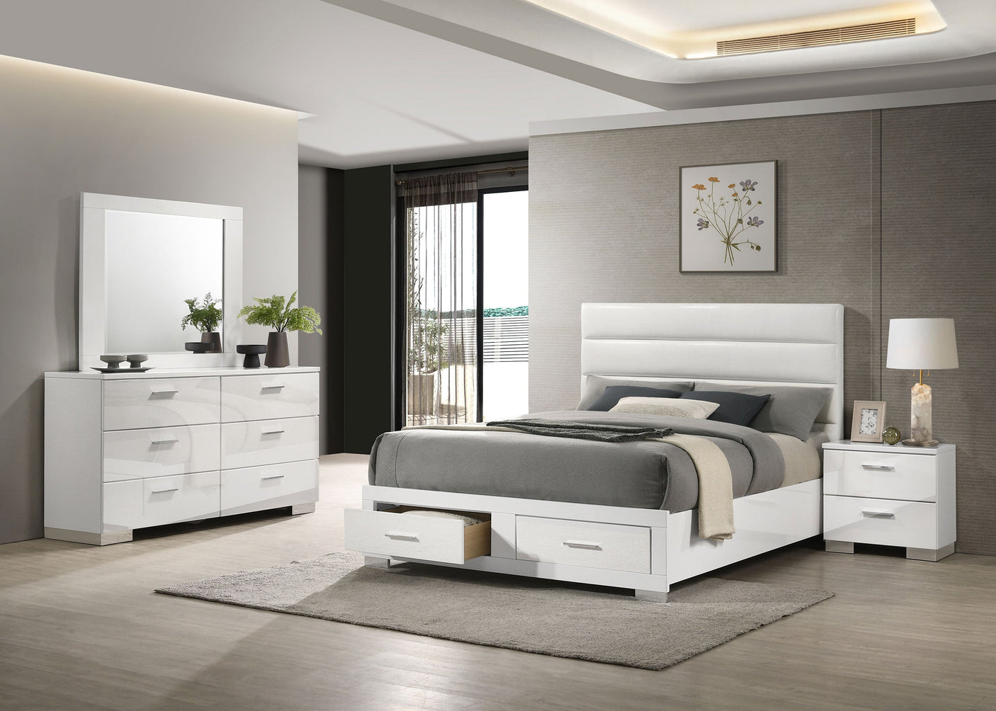 Felicity Platform Bedroom Set White