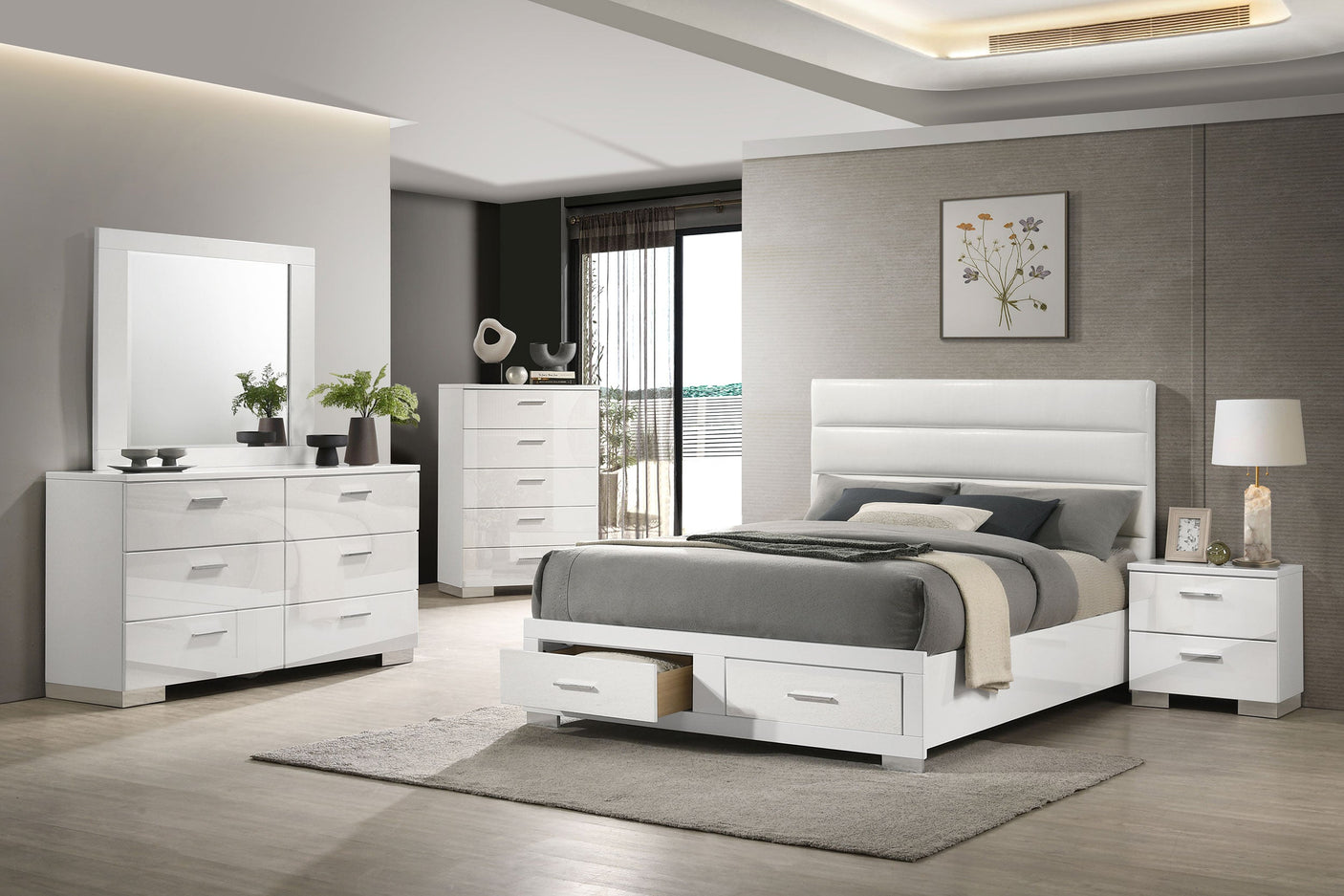 Felicity Platform Bedroom Set White