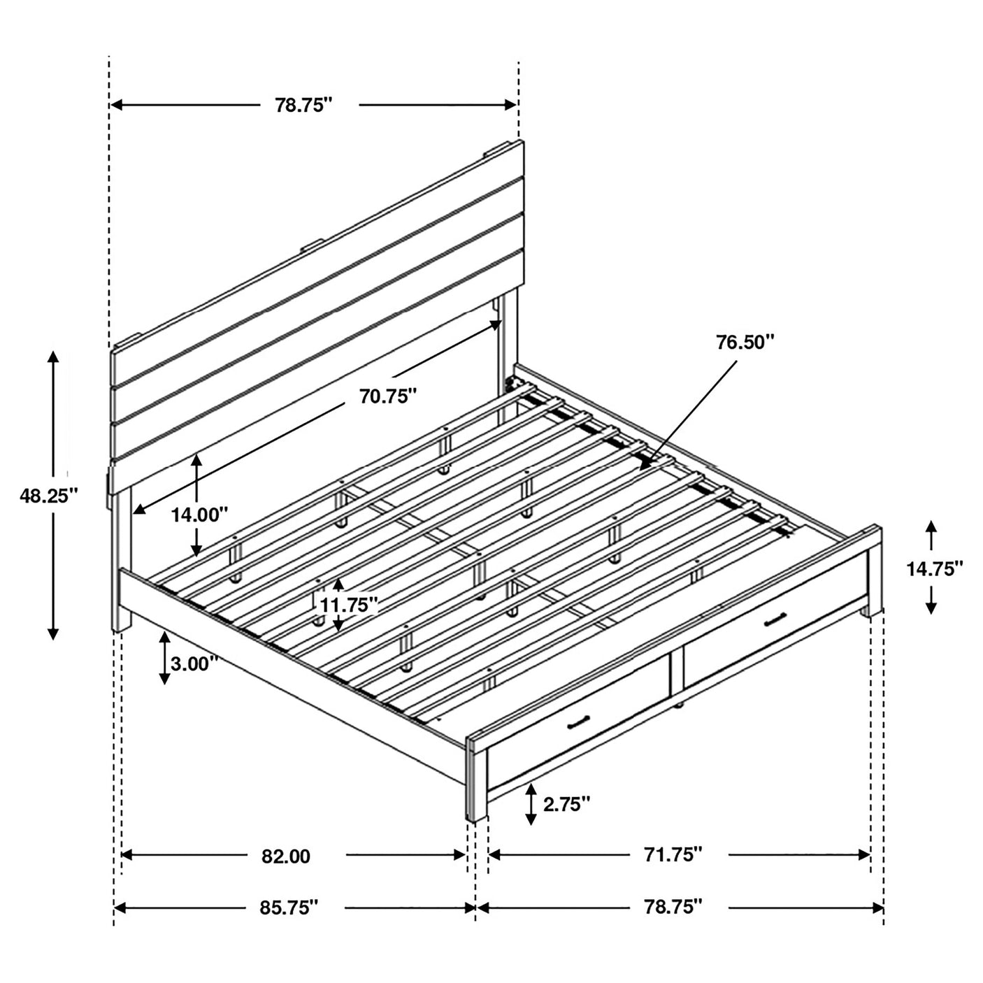 Brantford Wood Storage Panel Bed