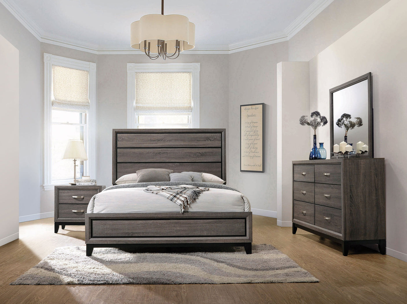 Watson Four-Piece Bedroom Set Grey Oak