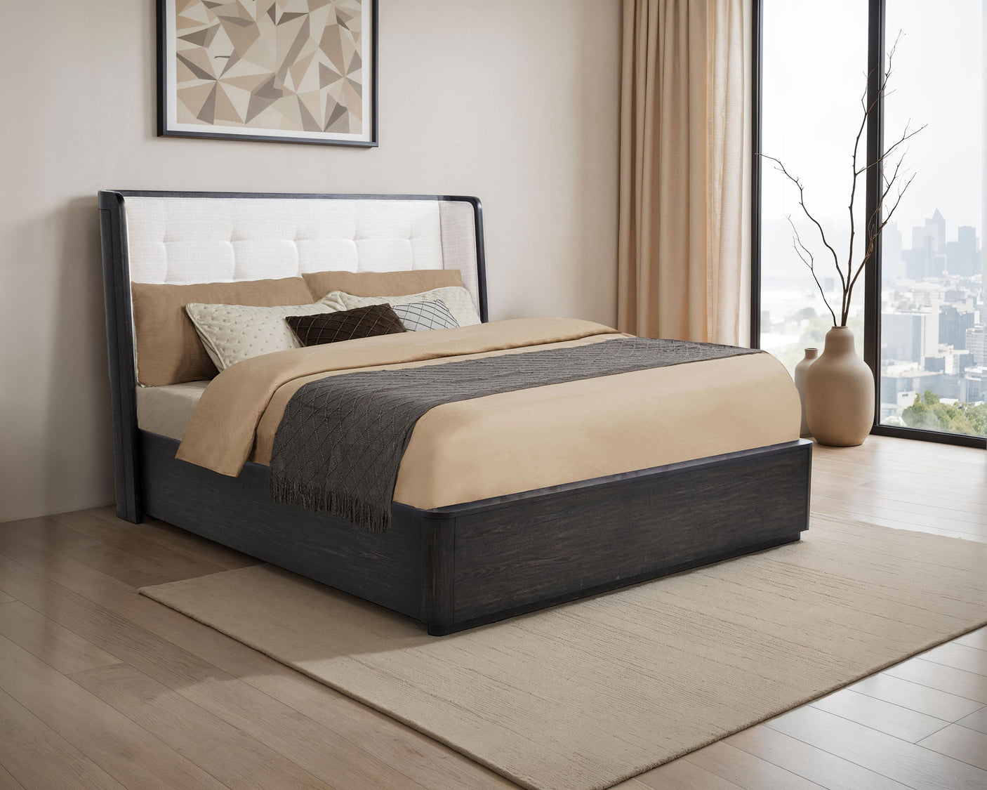 Leandro 55-inch Wingback Bed Burnished
