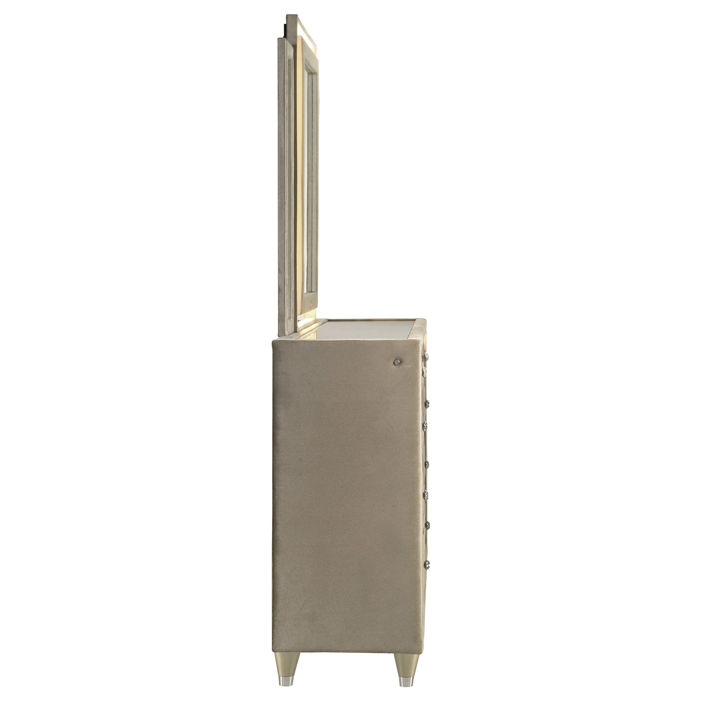 Lorient 8-drawer LED Dresser with Mirror Ivory and Camel