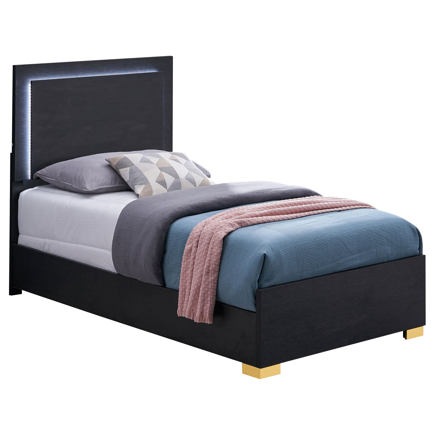 Marceline Wood LED Panel Bed