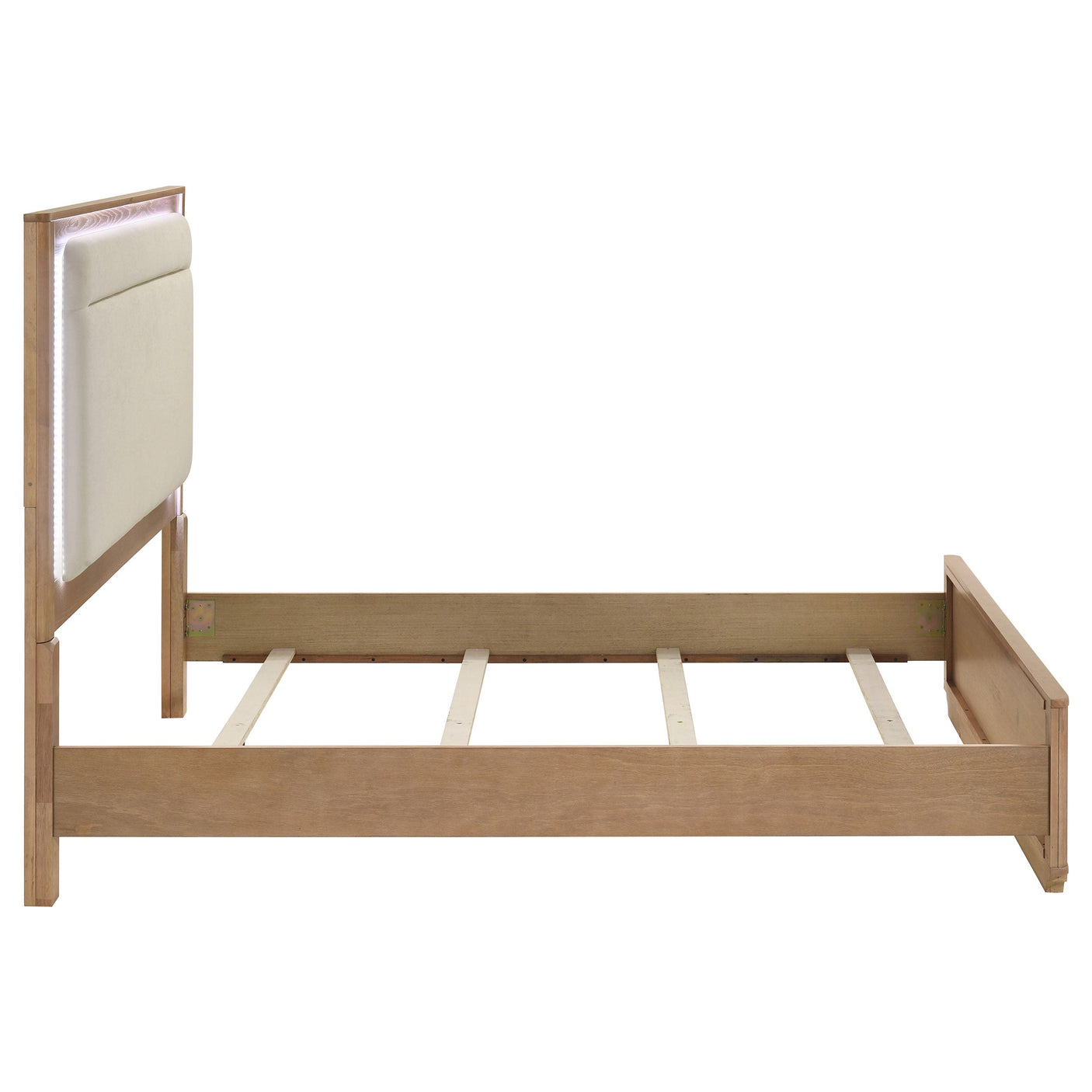 Leanne LED Panel Bed Off White and Light Oak