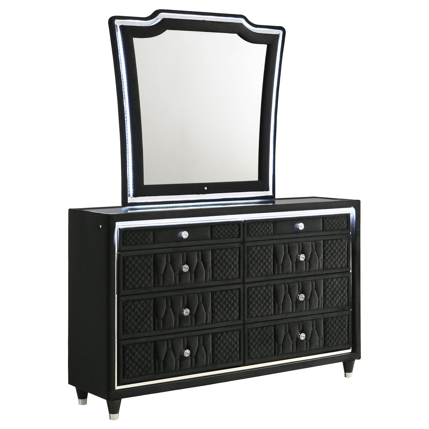 Lorient 8-drawer LED Dresser Black