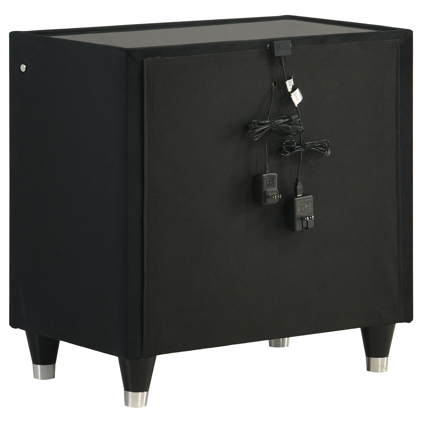 Ravenne 2-drawer Velvet Upholstered LED Nightstand with USB Black