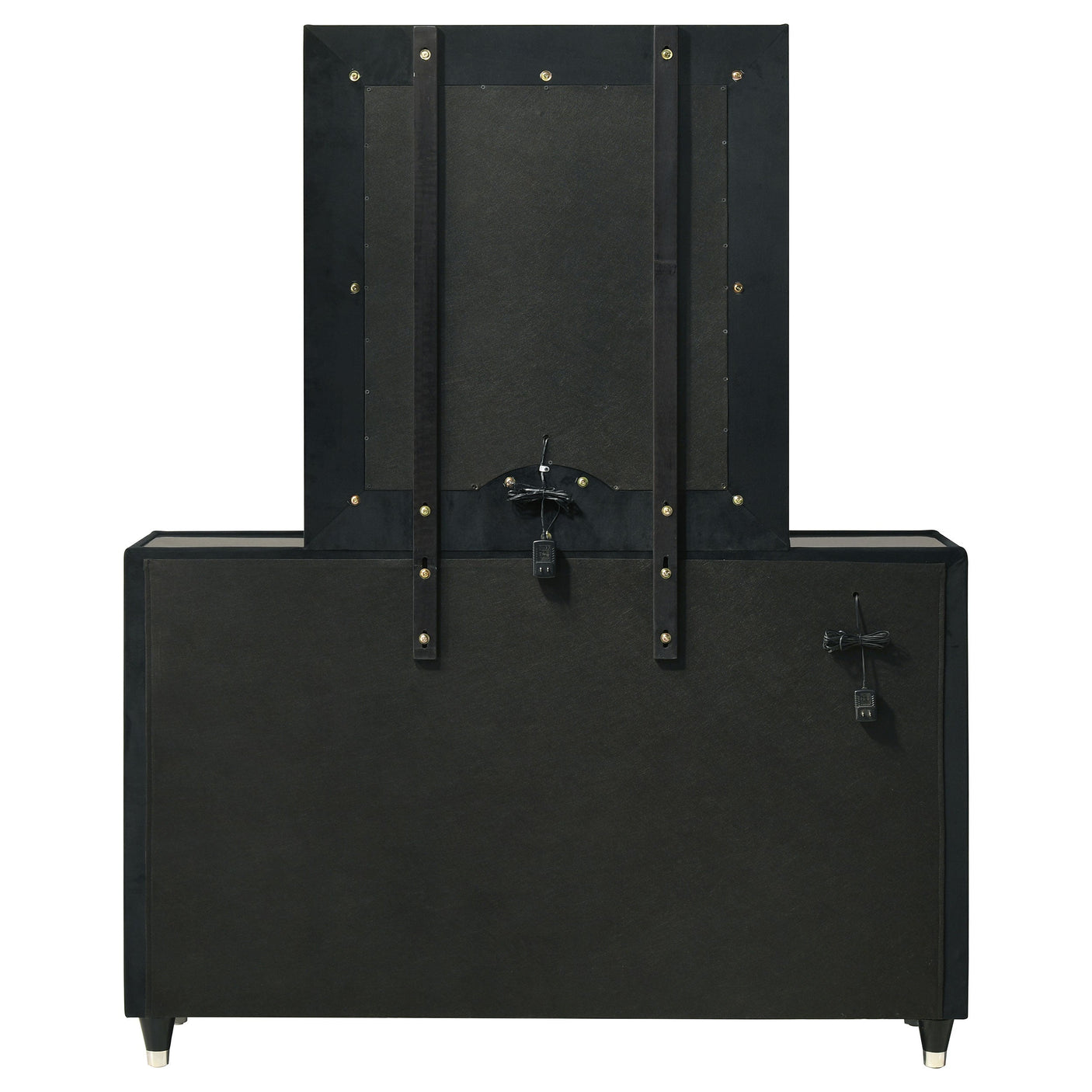 Ravenne 8-drawer Velvet Upholstered LED Dresser Cabinet Black