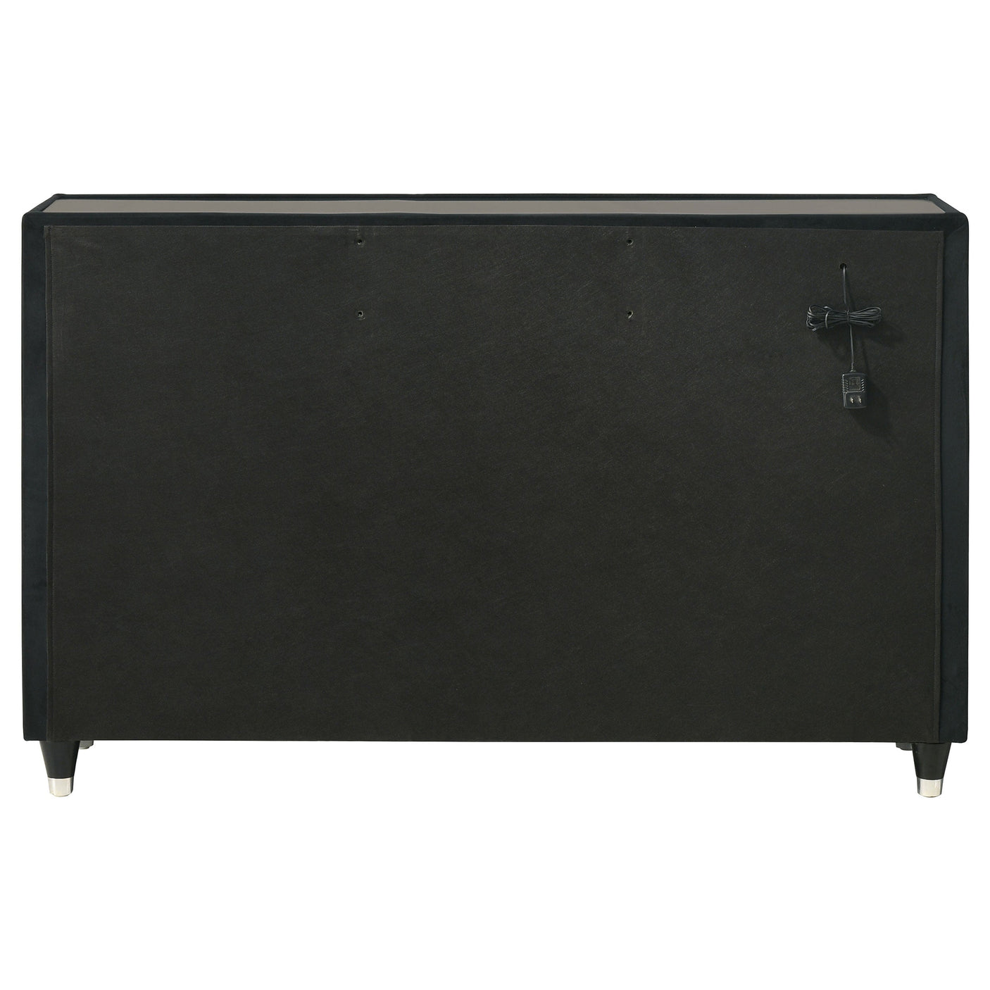 Ravenne 8-drawer Velvet Upholstered LED Dresser Cabinet Black