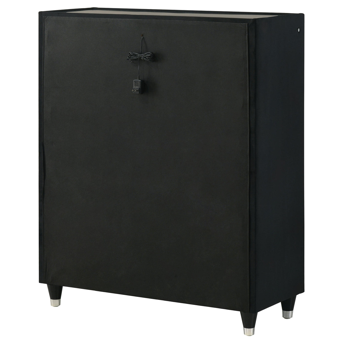 Ravenne 5-drawer Velvet Upholstered LED Chest of Drawers Black
