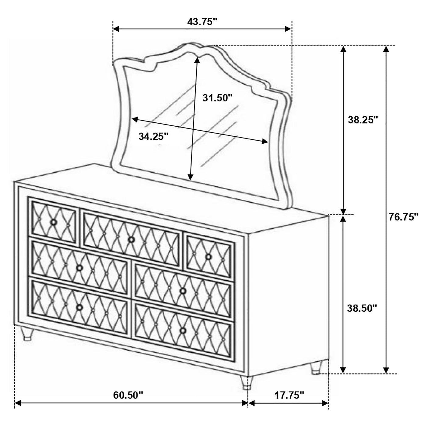 Antonella Dresser with Mirrors