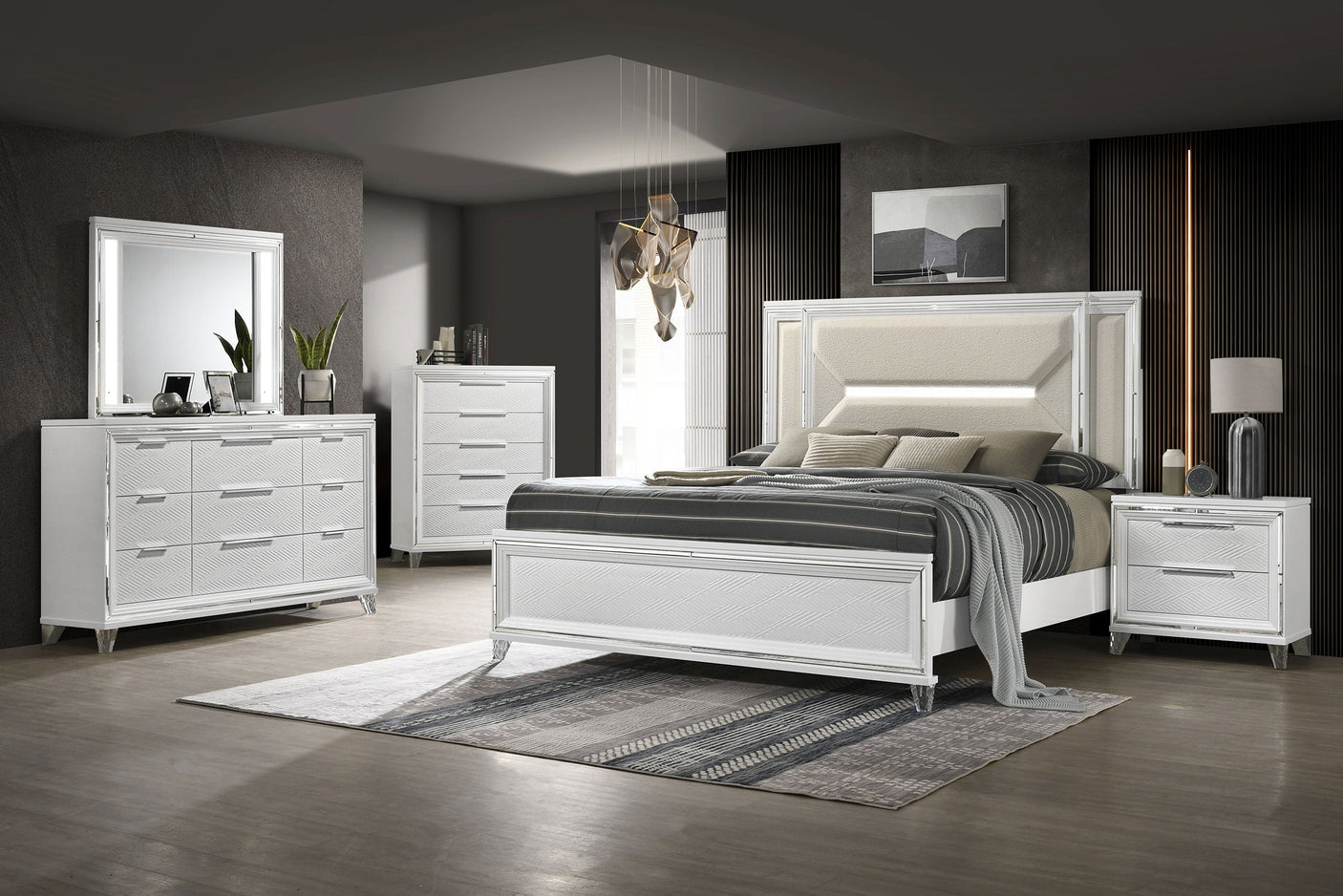 Marmore 64-inch Panel Bed LED Headboard