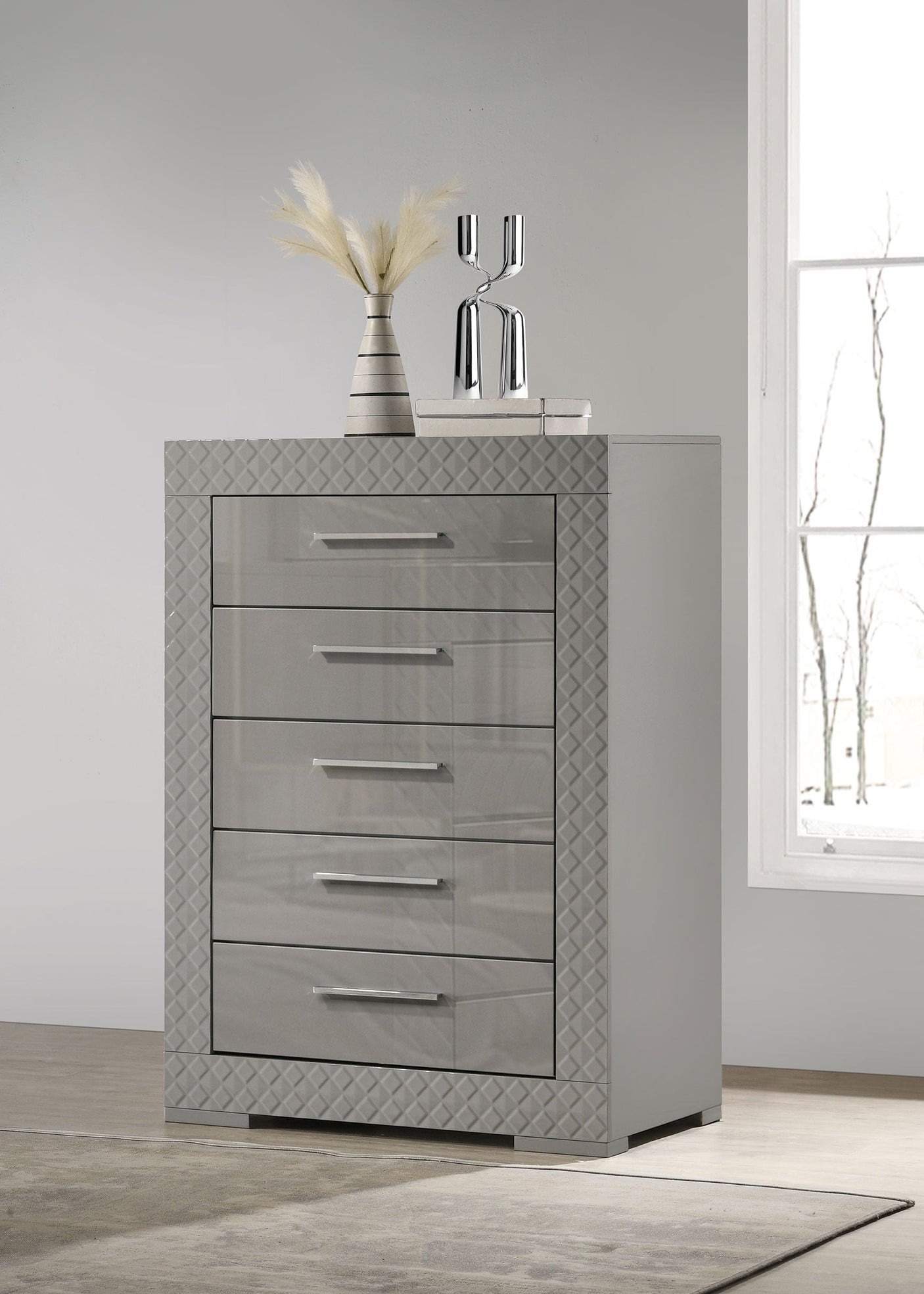 Ives 5-drawer Bedroom Chest of Drawers High Gloss