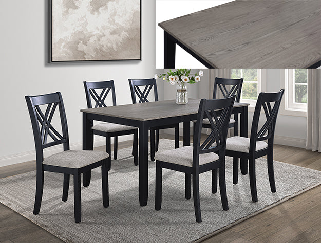 Eloise Table w/ 6 Chairs - Light Grey