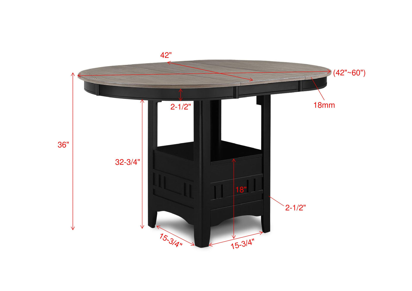 Hartwell Counter Height Table Light Grey