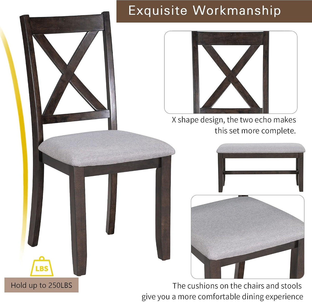 Emma Table w 4 Chairs & Bench