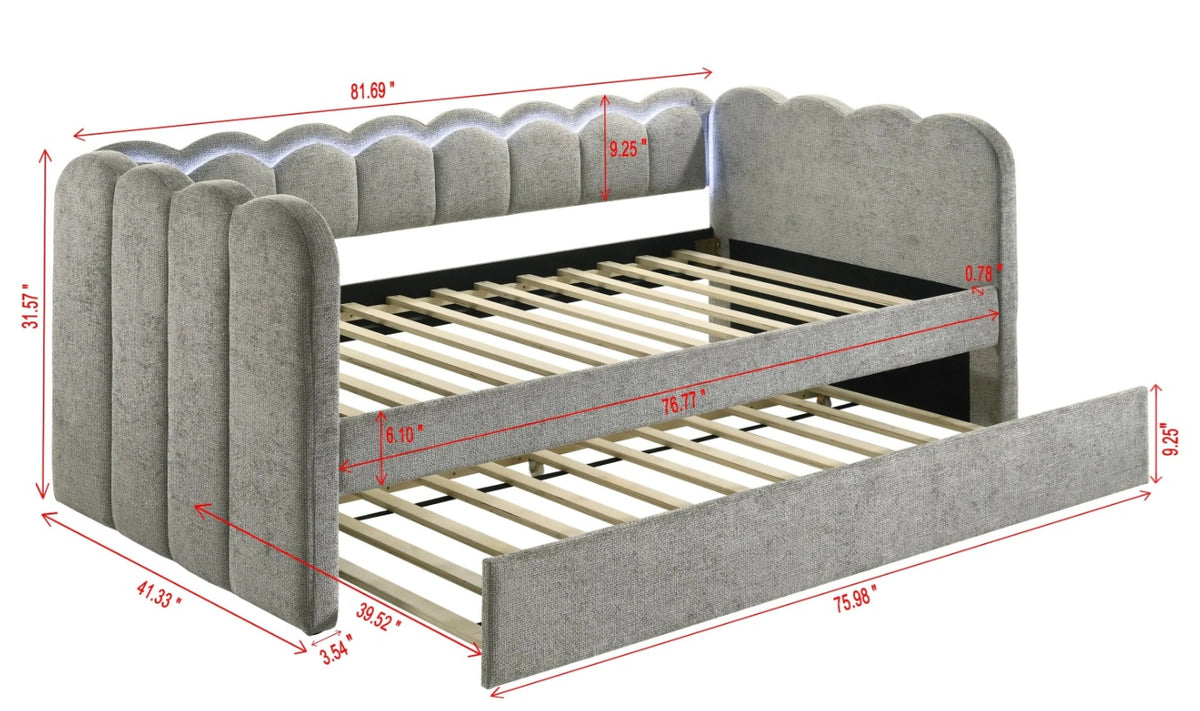 Melody Daybed W/ LED - Light Grey