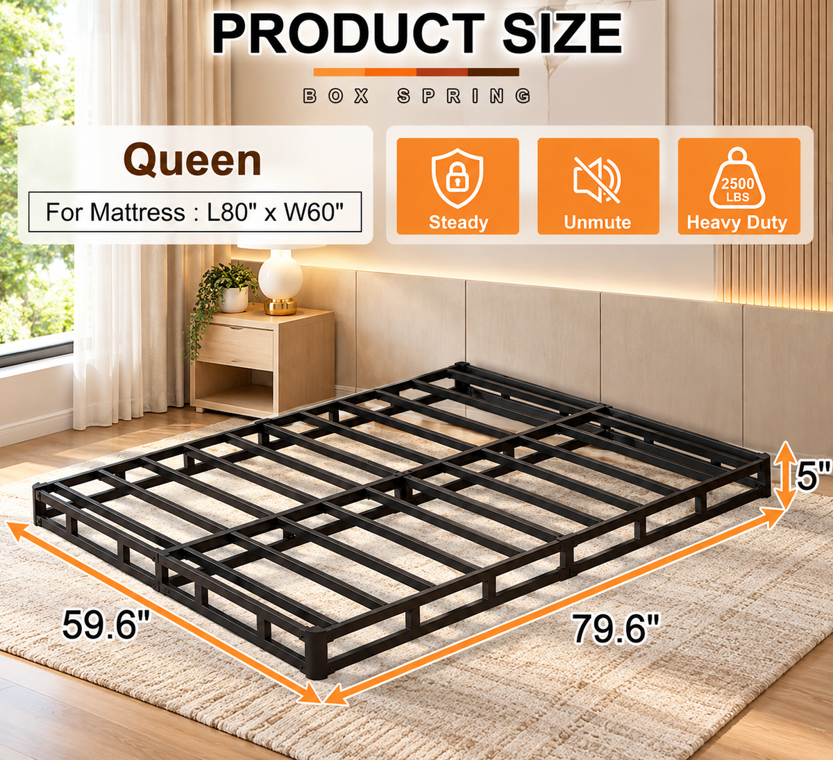 5-Inch Heavy-Duty Metal Box Spring