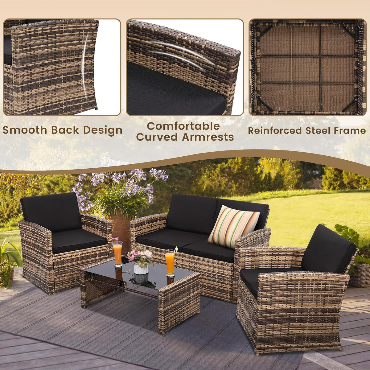 Pam 4pc Wicker Patio Set