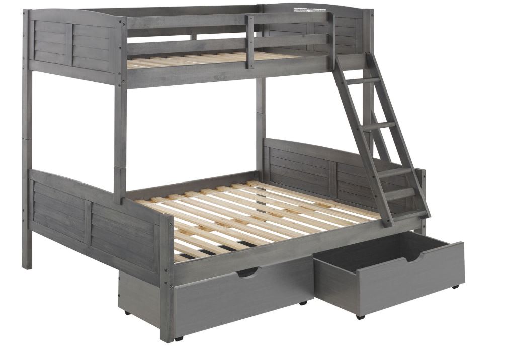 Louver Twin Over Full Bunkbed w/ Storage