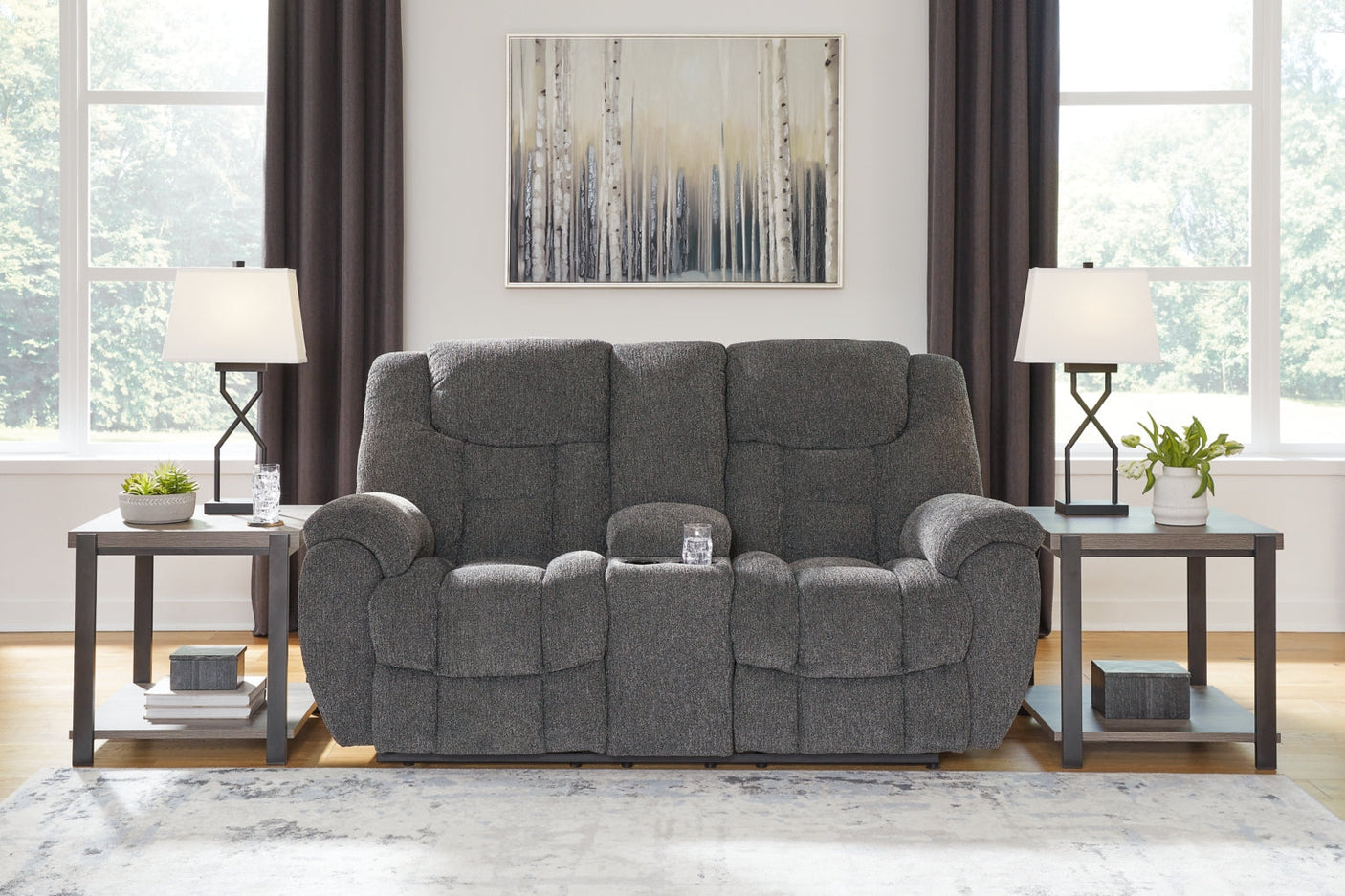 Foreside DBL Reclining Loveseat w/Console