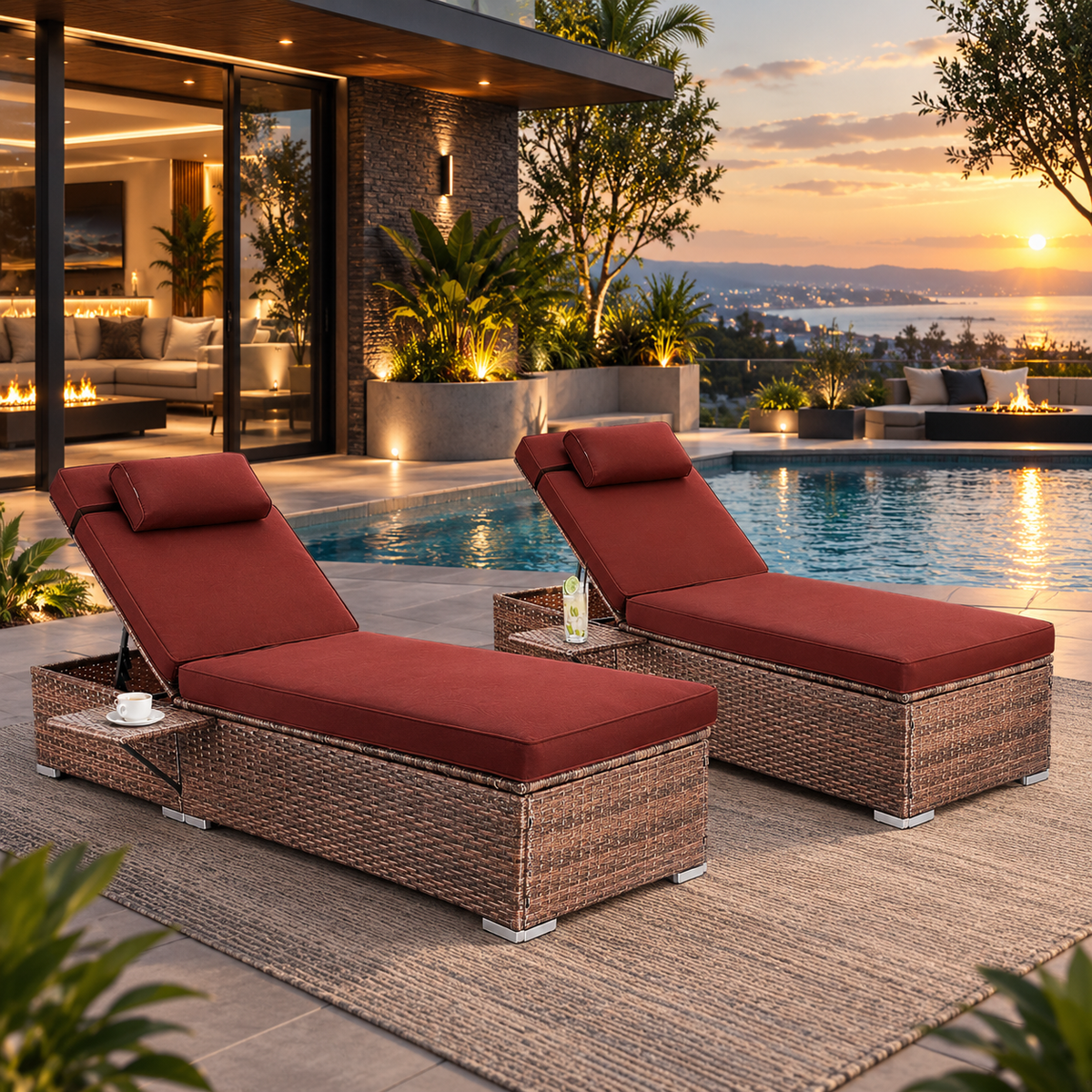 Andy Wicker Chaise Chairs (Set of 2)