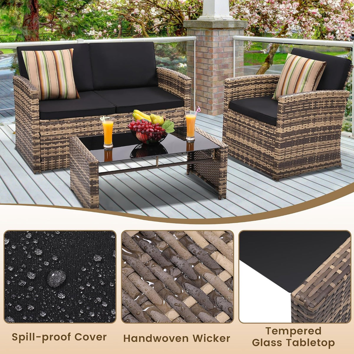 Pam 4pc Wicker Patio Set