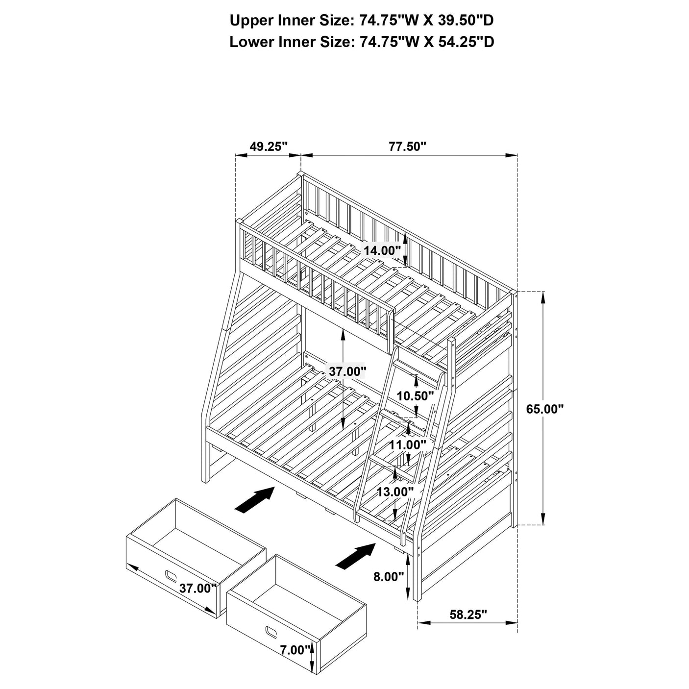Ashton 2-drawer Wood Twin Over Full Bunk Bed