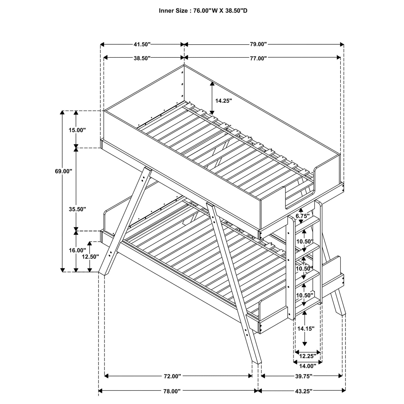 Frankie Wood Twin Over Twin Bunk Bed